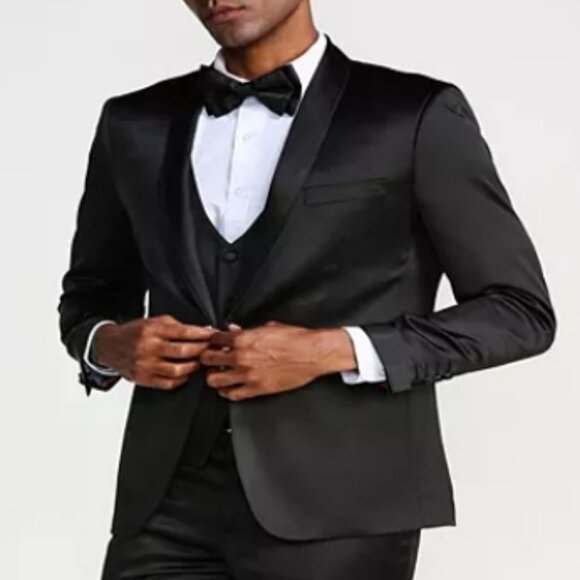 Tazio Slim Fit Sharkskin Jacket – Black, Size 38S - Picture 2 of 3